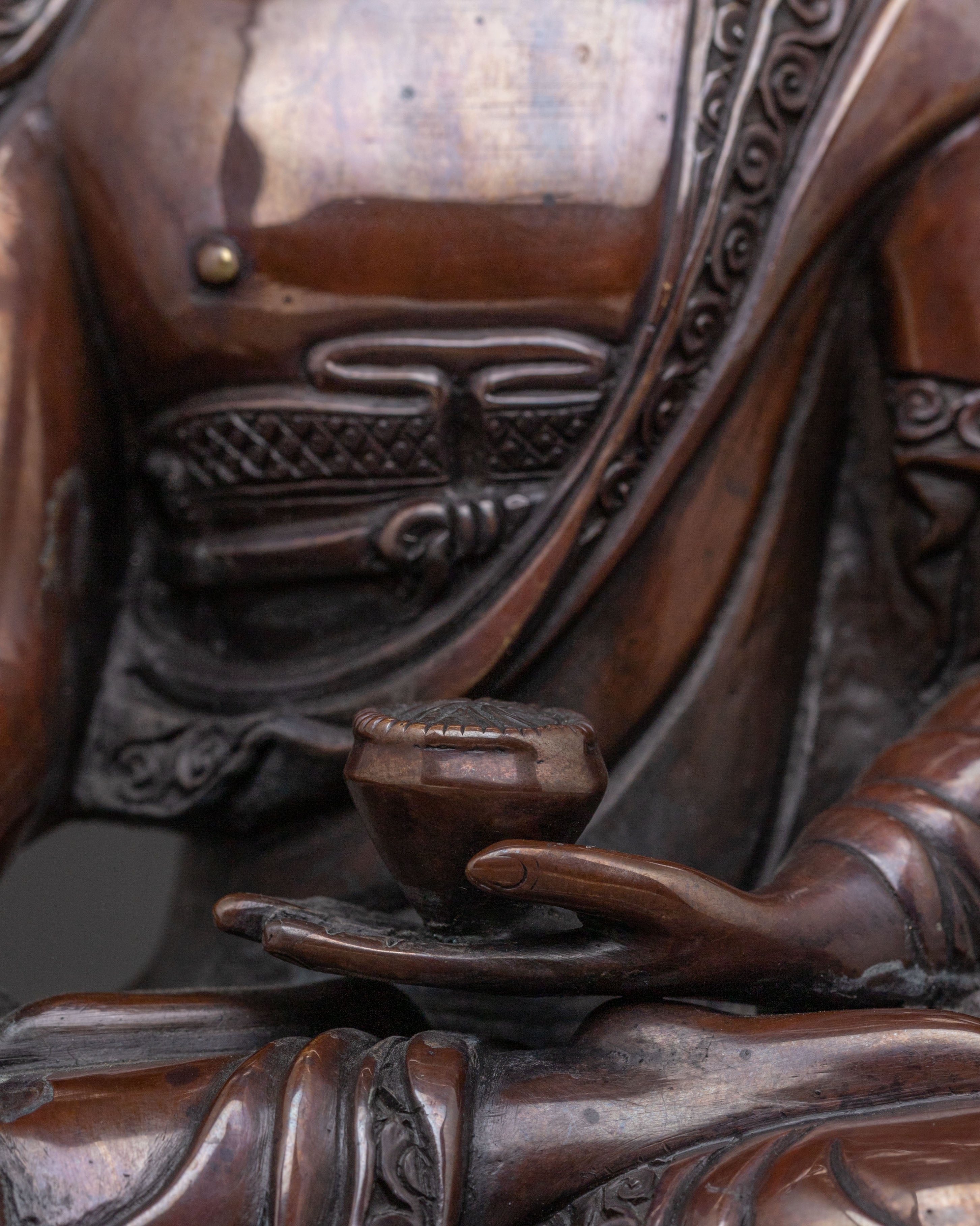 Historical Shakyamuni Buddha: Oxidized Copper Statue