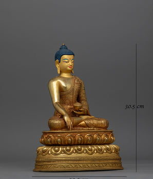 Shakyamuni Buddha Gold-Gilded 12 Inches Statue | A Symbol of Peace and Enlightenment