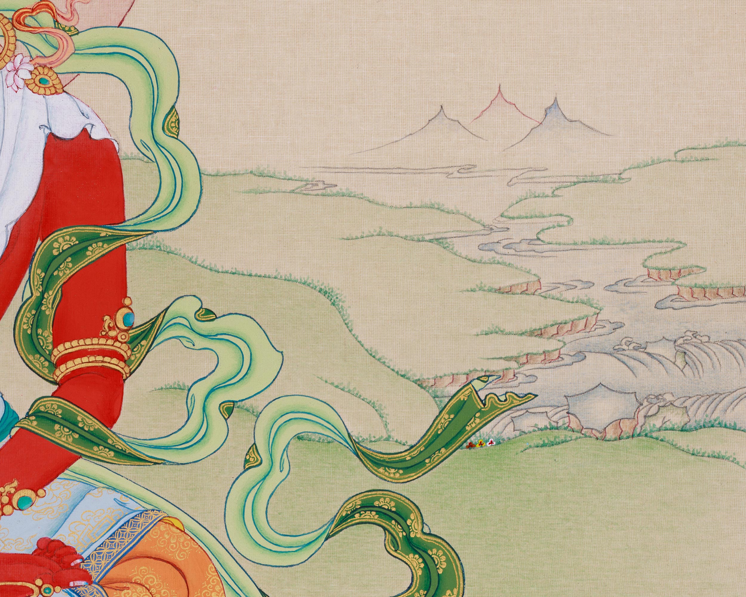 Red Buddha Amitayus | A Sacred Thangka of Longevity, Healing, and Wisdom