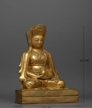 Gampopa, a Kagyu Master Gold Gilded Statue | Beautiful Handcrafted Art