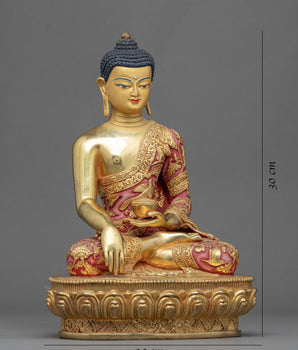Earth Touching Buddha Sculpture | Gold Gilded Statue For Meditation