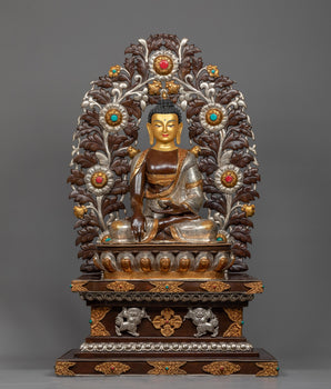 shakyamuni-buddha-on throne copper statue