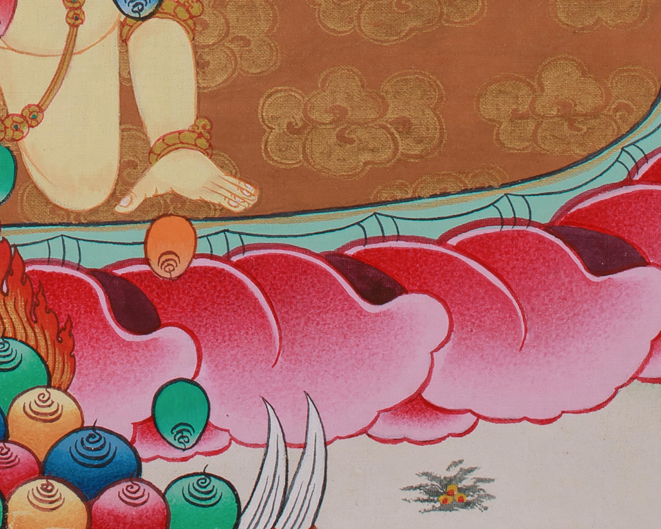 Unique Black Dzambhala Painting | Wealth Deity in Blue Hues