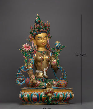 Green Tara Beautiful Colored Sculpture | Embodiment of Compassionate Rescue