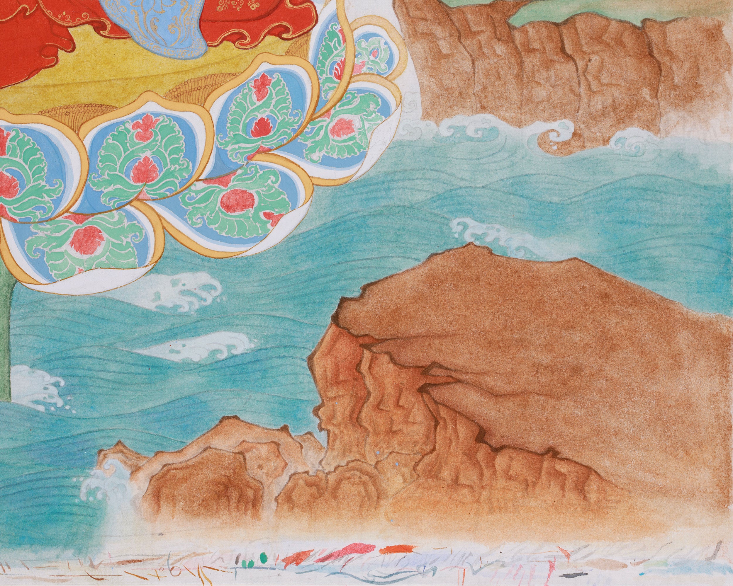 Rare & Unique Artwork of Manjushri | Contemporary Fusion of Paubha & Chinese Artistry