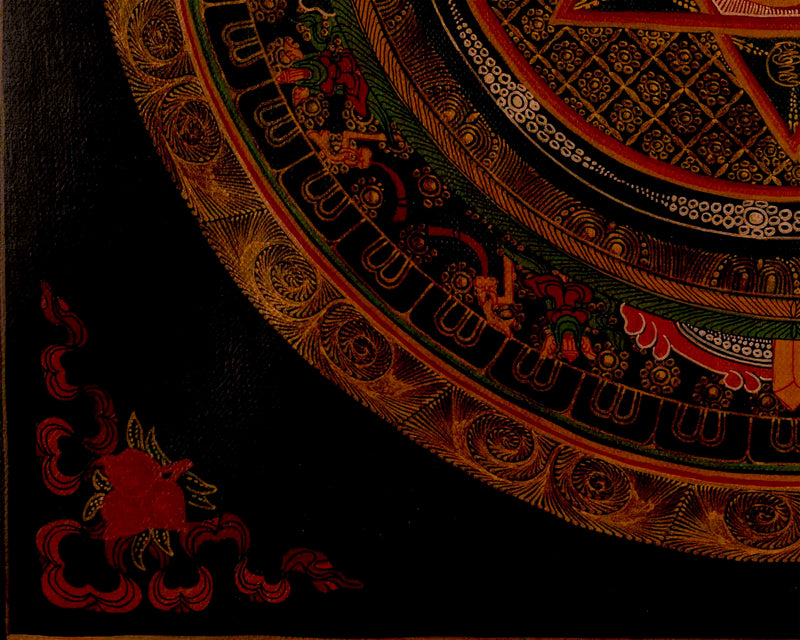 Oil Varnished Star Mandala Tibetan Thangka | Mandala Art