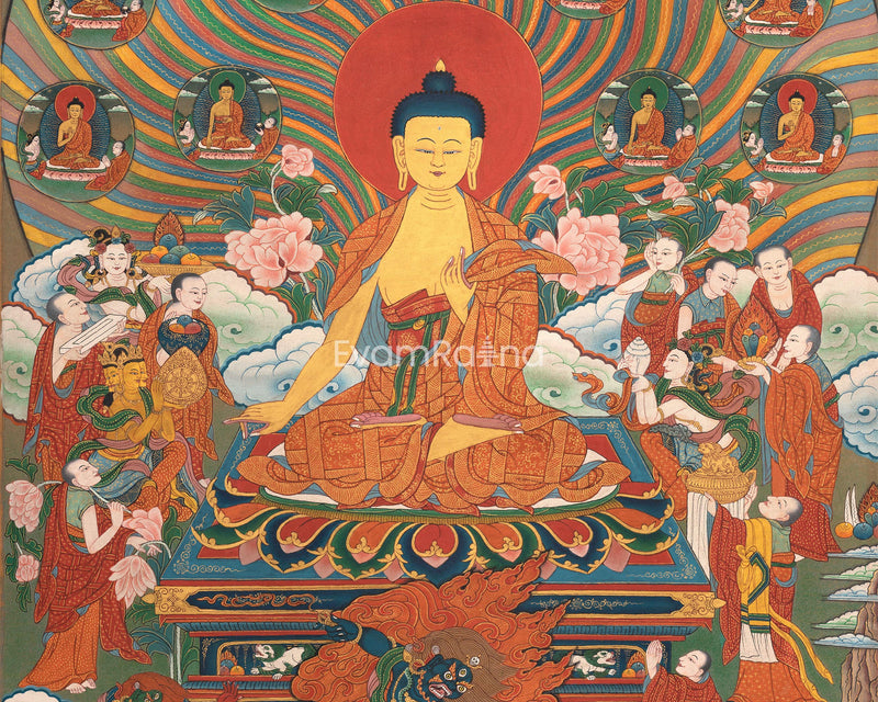 Buddha's 12 Deeds Thangka Print | Traditional gift