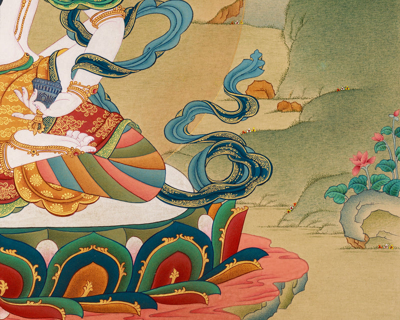 Vajrasattva Consort Thangka | Majestic Art of Sacred Purification and Enlightenment