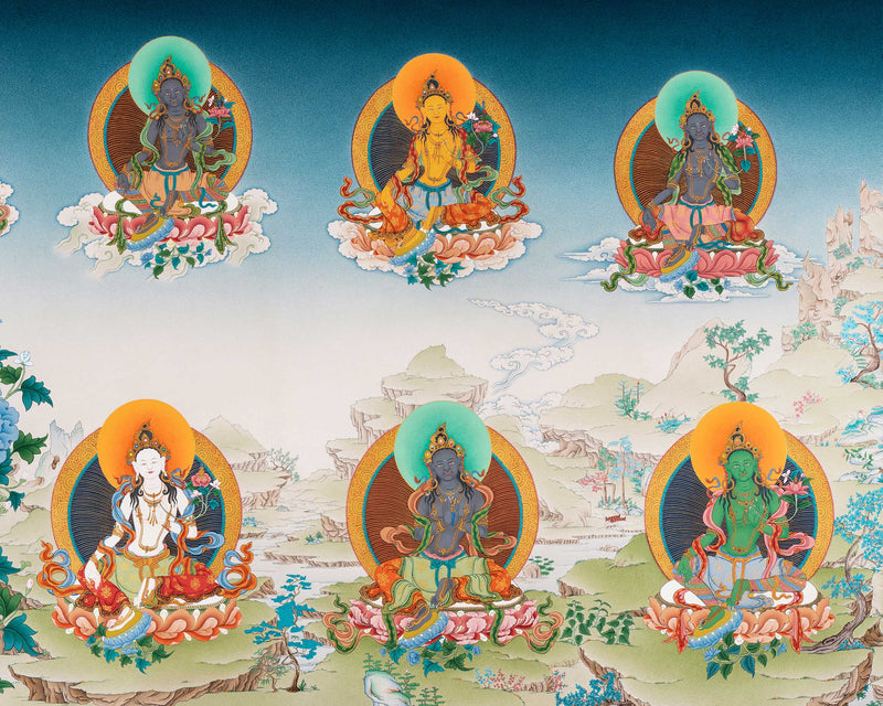 21 Tara | Tibetan Thangka Print | Orgyen Chokgyur Dechen Lingpa Tradition