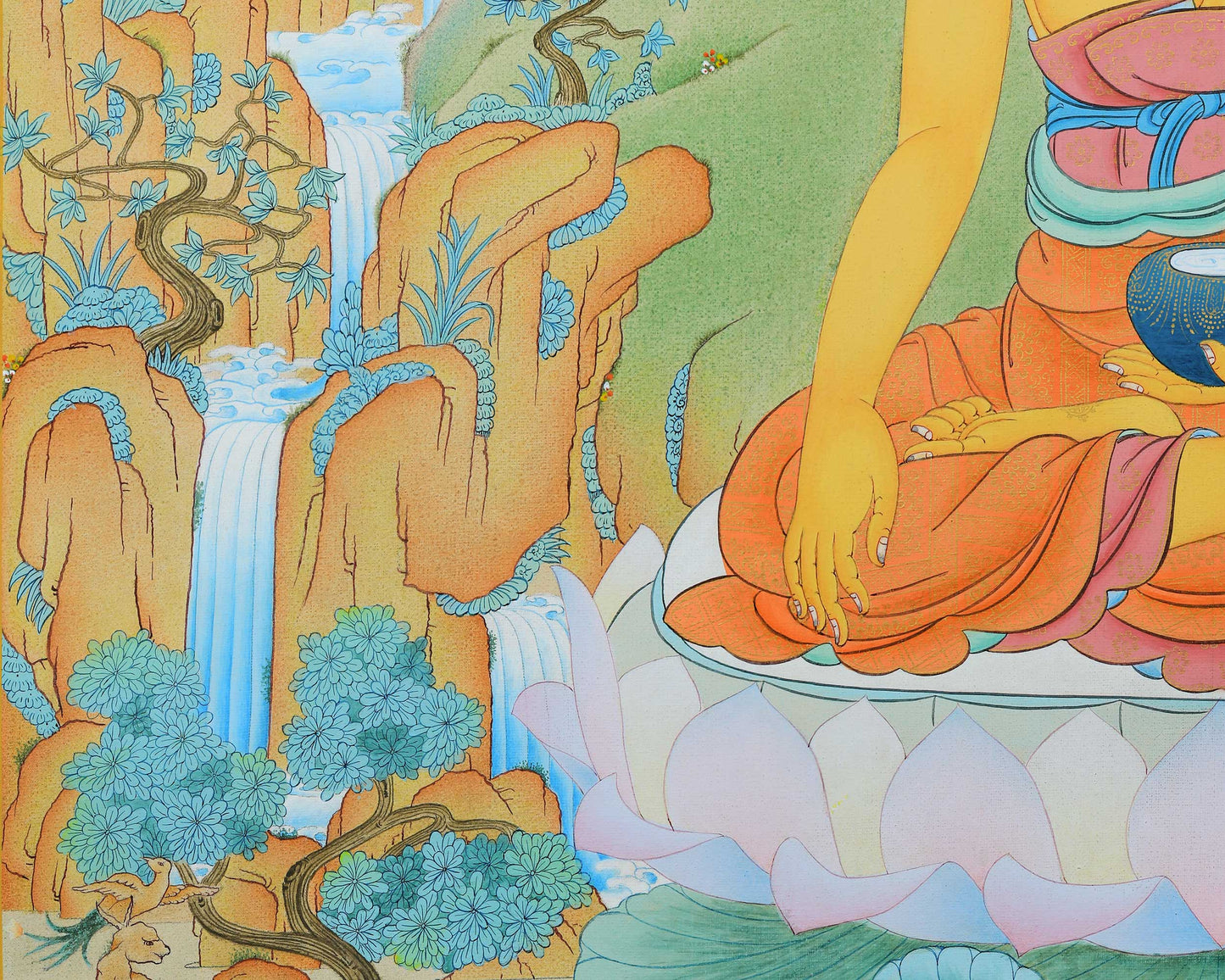 Buddha Shakyamuni Thangka, Hand Painted Tibetan Painting in 24K Gold