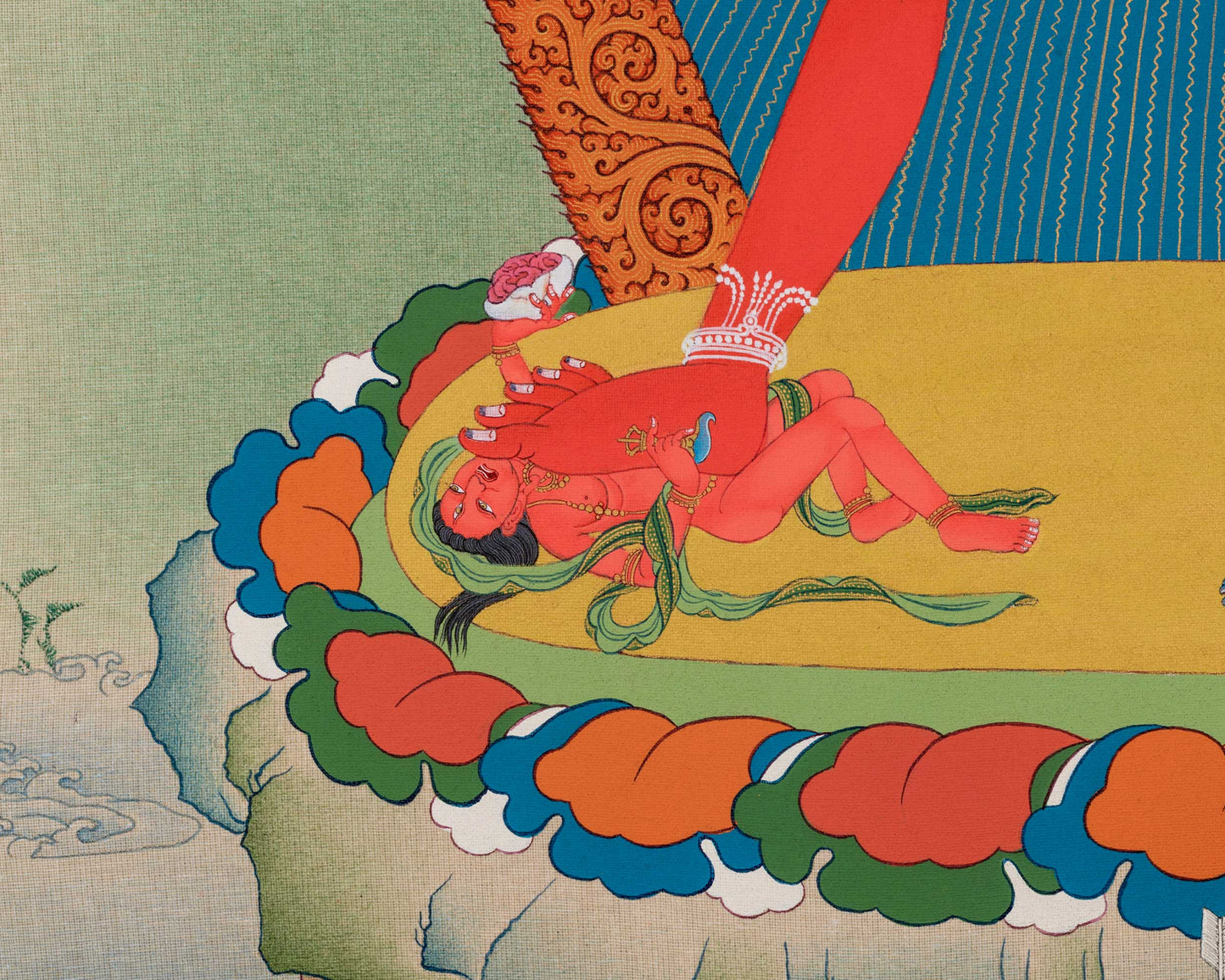 Vajrayogini's Illuminated Path: Hand-Painted Thangka for Spiritual Awakening