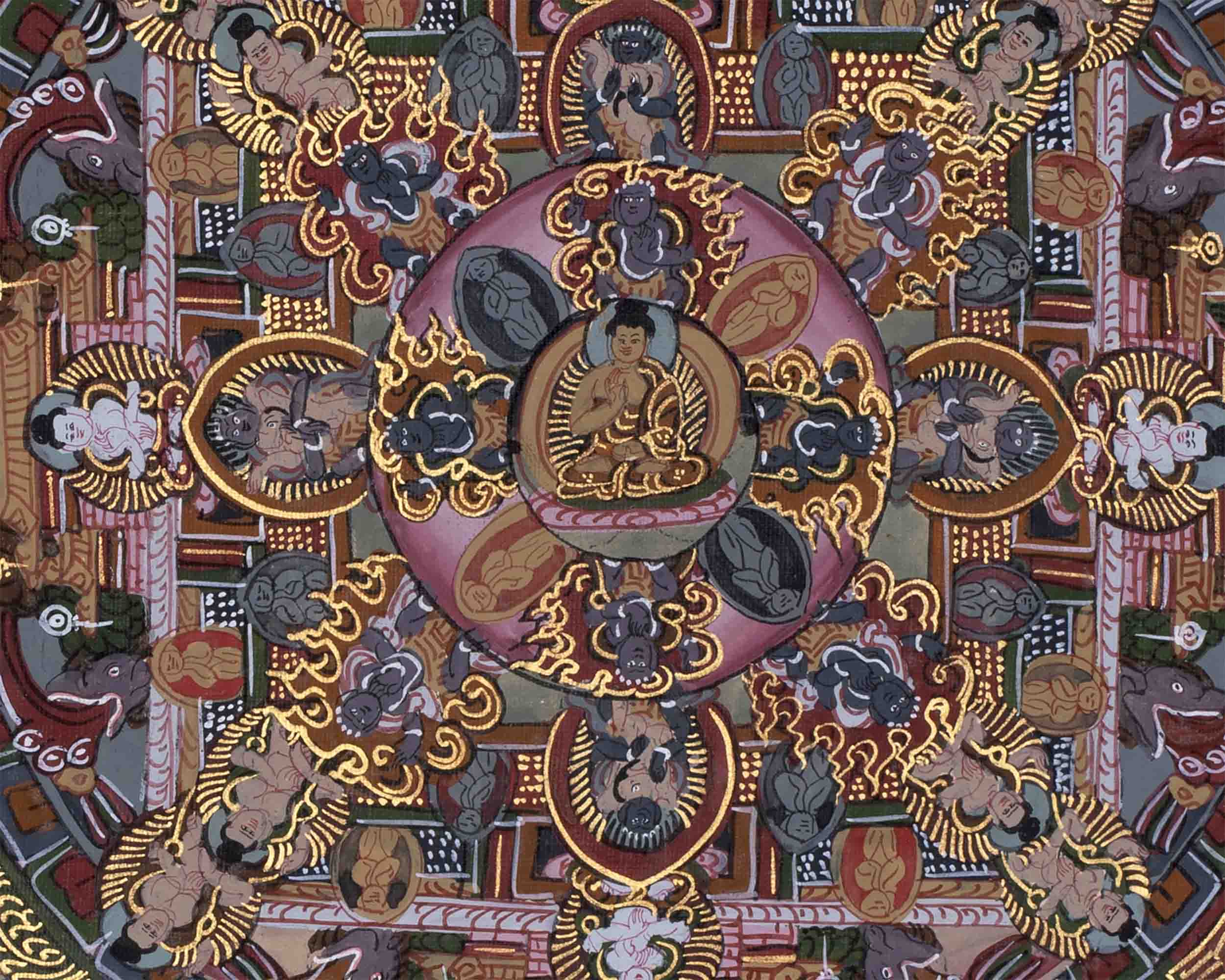 Hand painted Buddha Mandala | Tibetan Wall Decoration Painting