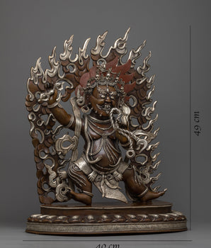 Vajrapani Bodhisattva Mantra Filled Statue | Silver Plated, Oxidized Copper Artistry