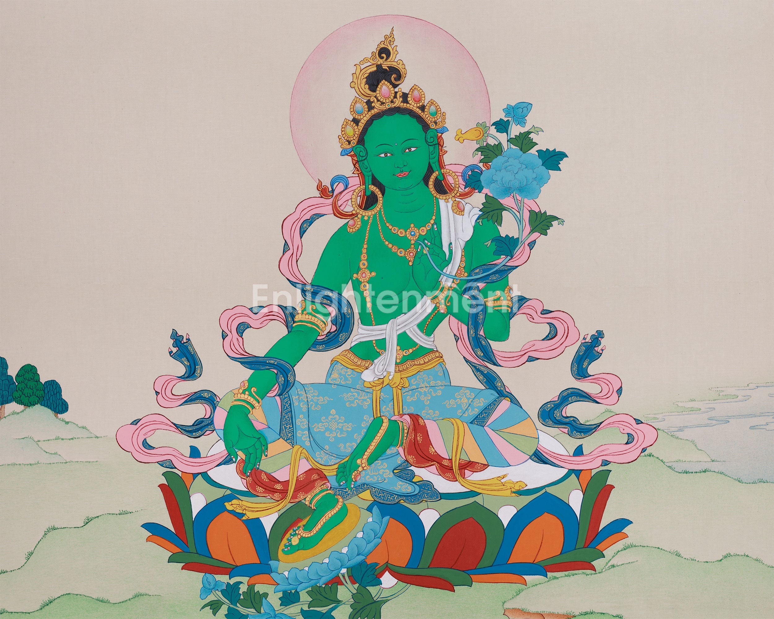 Buddhism Green Tara Painting | The Compassionate Goddess Who Removes Fear and Grants Healing