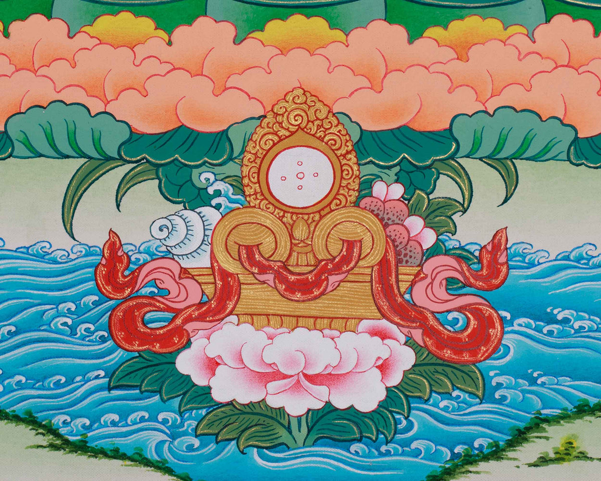 Hand-Painted Buddha Amitayus Thangka | Buddha of Long Life and Eternal Blessings