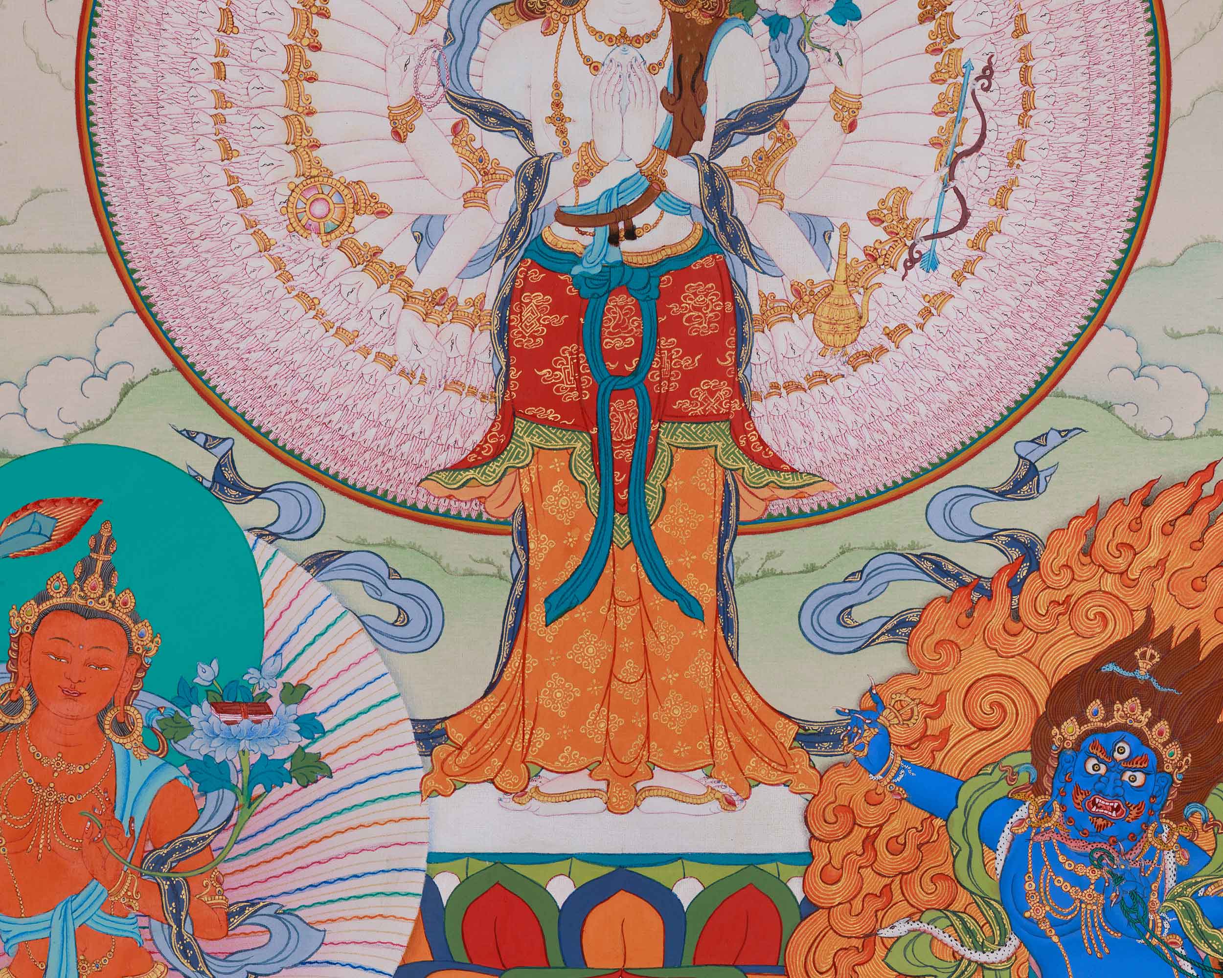 Himalayan Deity 1000 Armed Chenrezig Thangka | Bodhisattva of Compassion