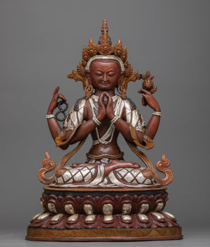 4 armed chenrezig-copper statue