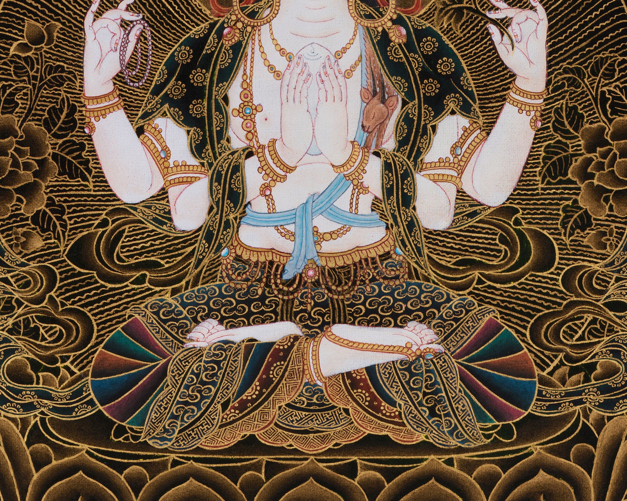 Chenrezig Compassion Deity Thangka | Peaceful Protector