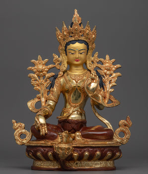 Green Tara Mantra Statue | Symbol of Compassion and Protection