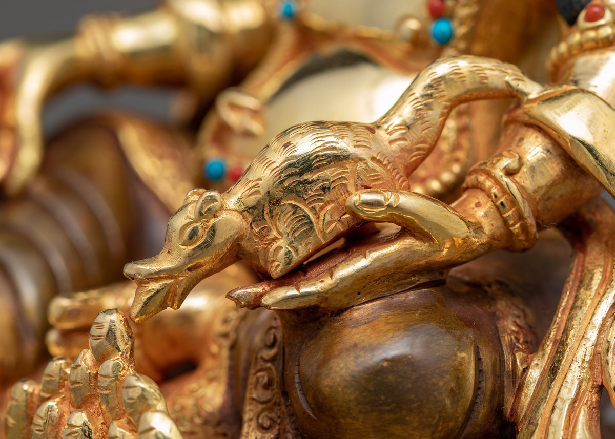 Small Dzambhala Statue | Traditional Hand Carved Sculpture
