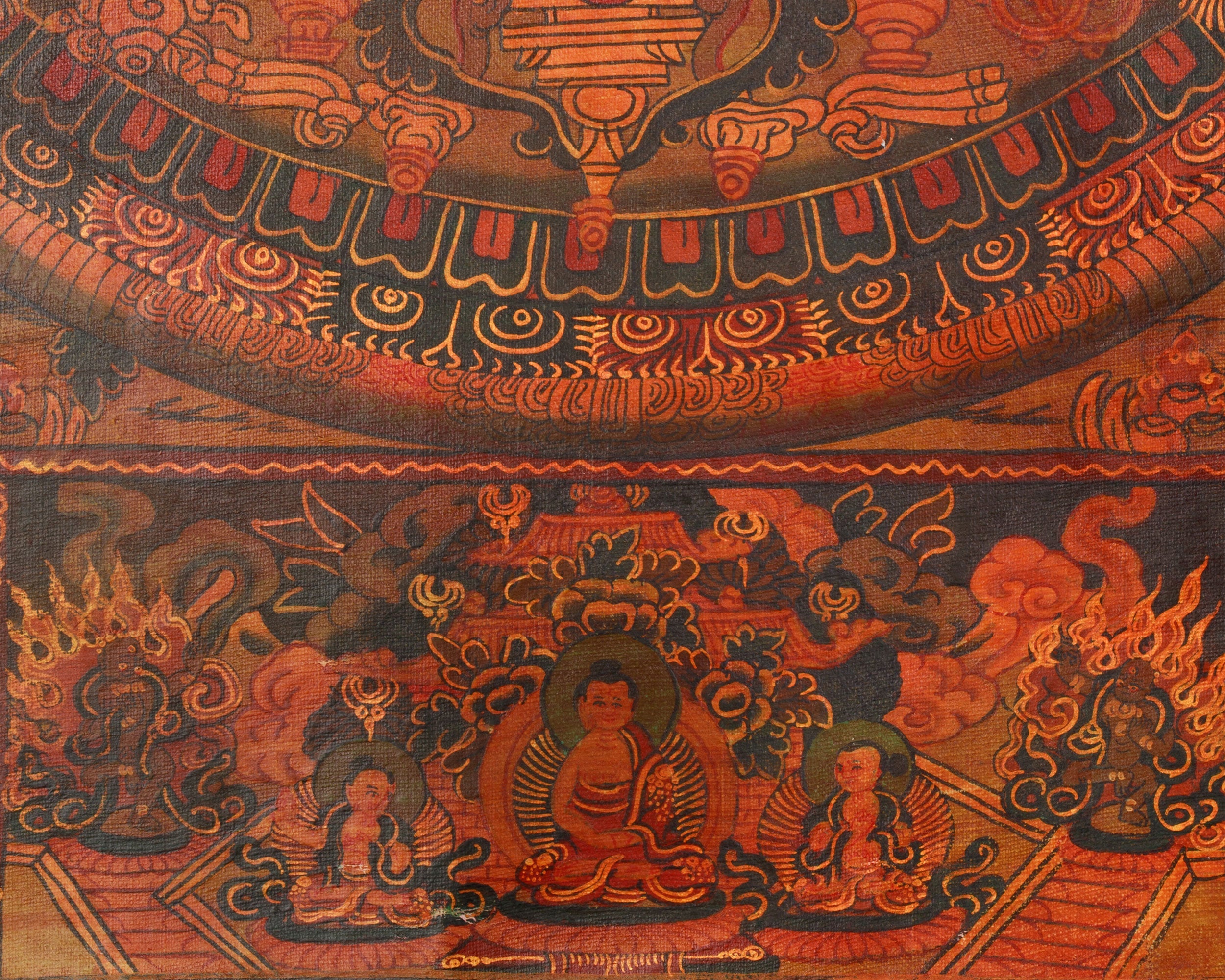 Oil Varnished Vintage Buddha Mandala | Hand-Painted Artwork of Divine Healing