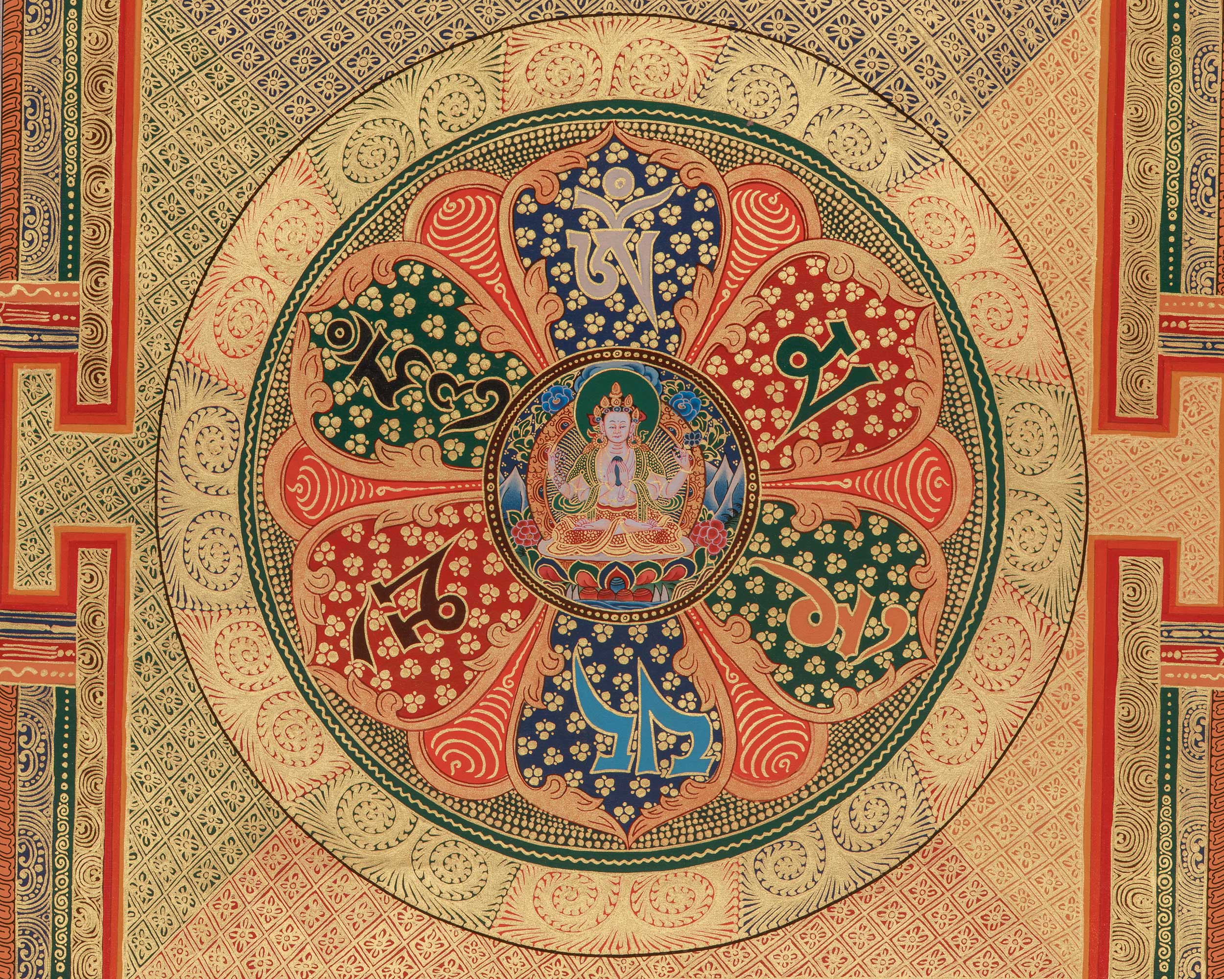 Chenrezig Mandala Art | Bodhisattva of Infinite Compassion | Sacred Artwork