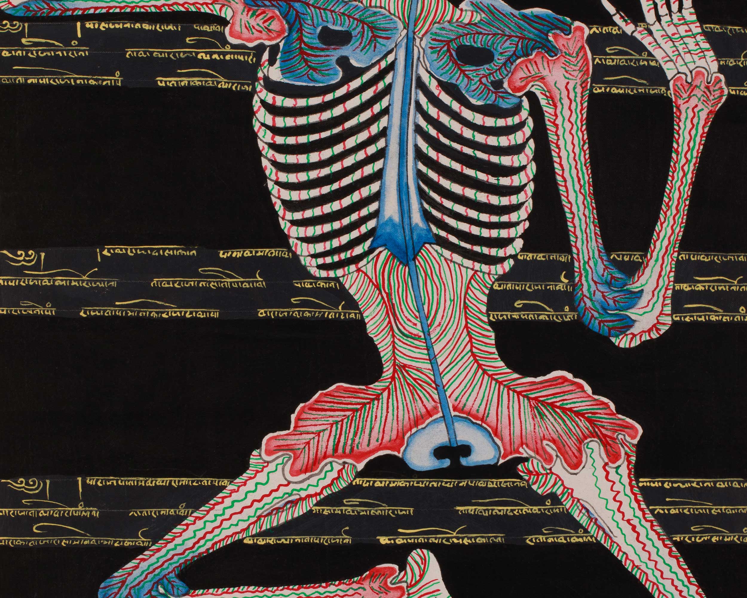 Traditional Thangka of Human Anatomy | Skeletal, Muscular, and Energy Mapping Art