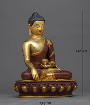 Serene Shakyamuni Buddha Oxidized Copper Statue | A Timeless Beacon of Enlightenment