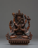 Red Chenrezig with consort Oxidized Statue