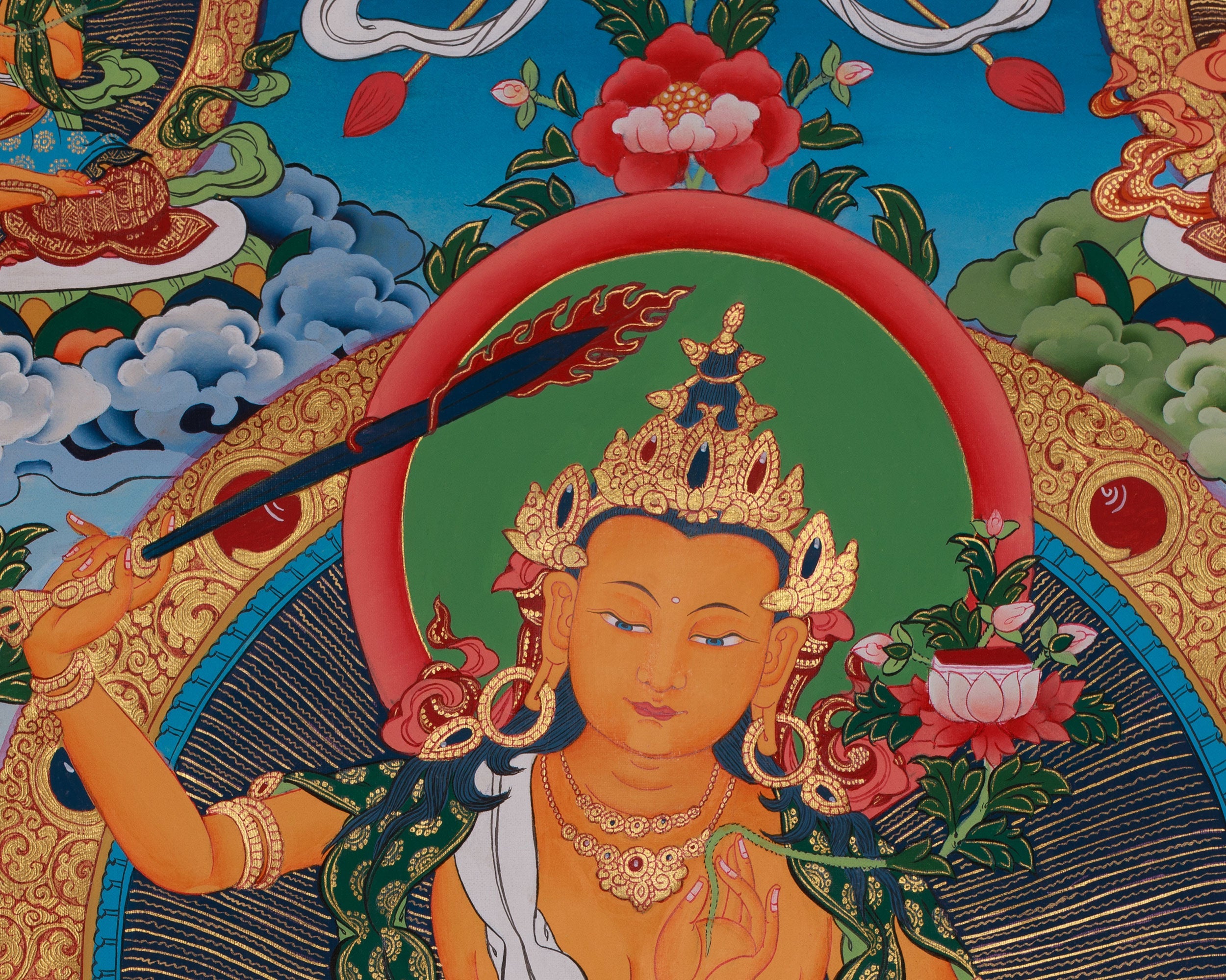 Five Manjushri Thangka | Depiction of Wisdom in Five Divine Forms
