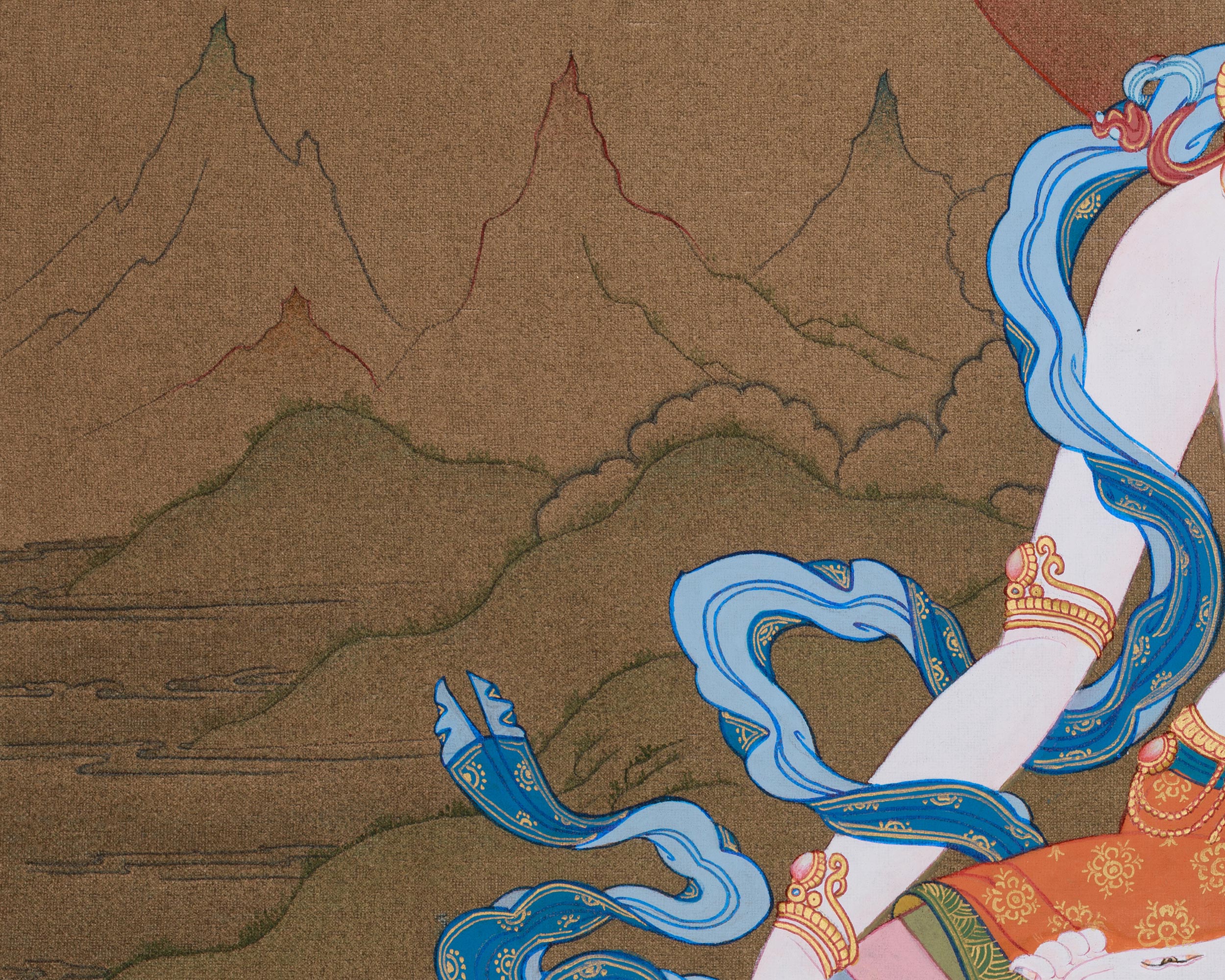 Traditional White Tara, Healing Goddess | Female Bodhisattva | 24K Gold, Acrylic Colors