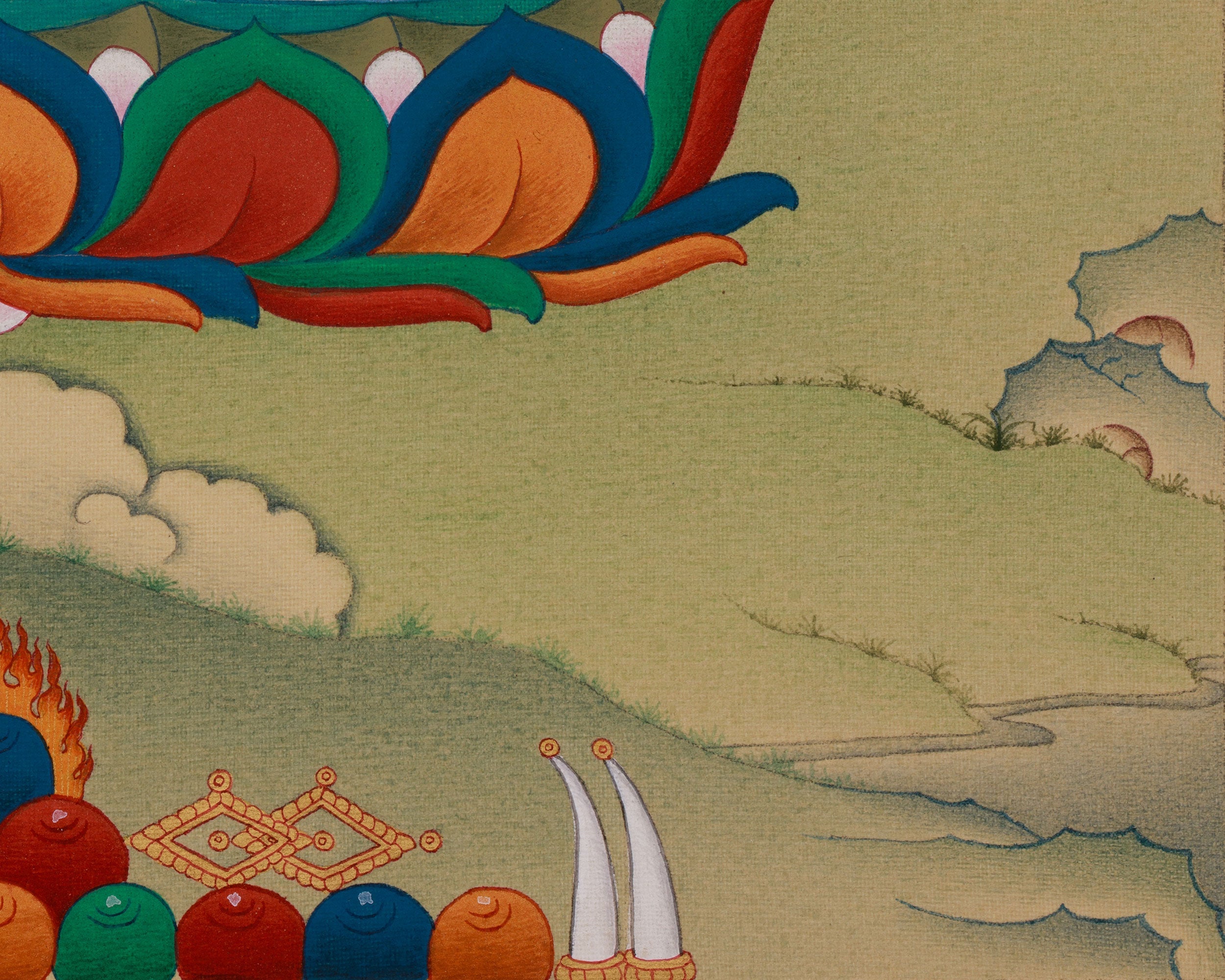 Sacred White Tara with Amitabha Buddha Thangka | Healing, Longevity, and Pure Land Peace