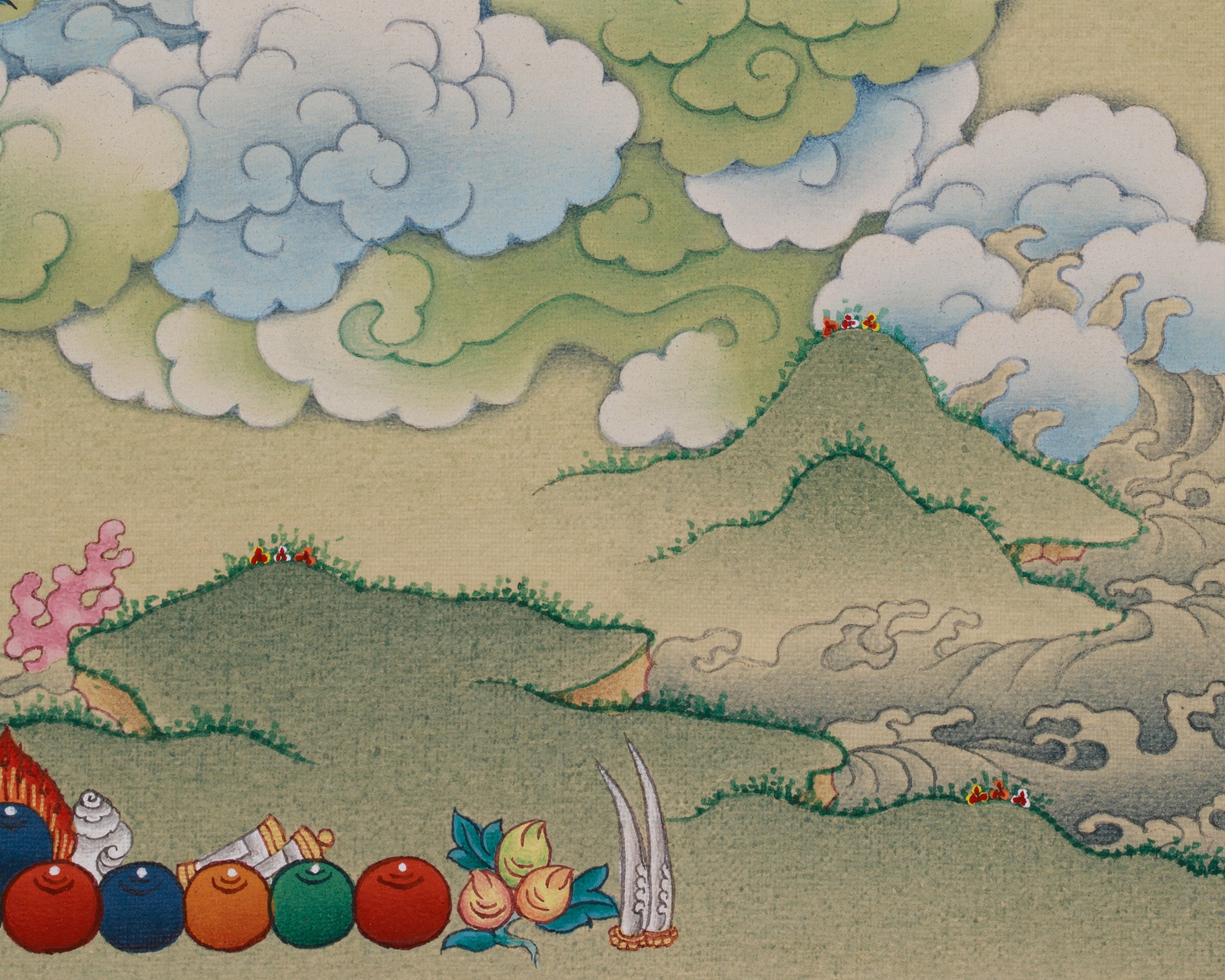 Tsheringma with Milarepa Thangka | Tibetan Artwork for Longevity and Wisdom