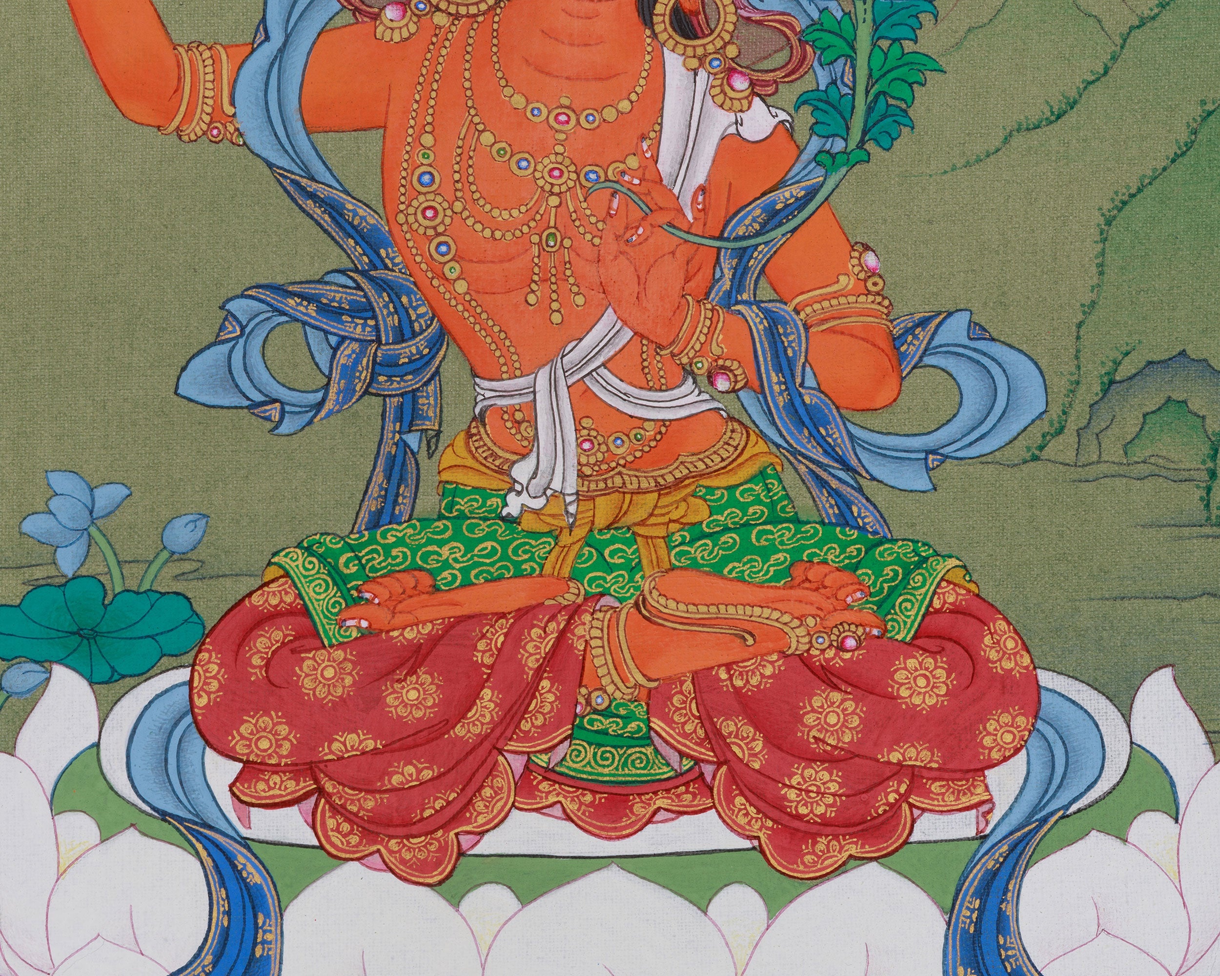 Traditional Buddhist Manjushri Thangka | Wisdom Deity | Himalayan Art