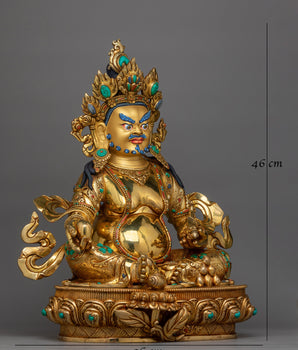 Gemstones-Decorated Dzambhala Statue | A Masterpiece of Spiritual Wealth and Elegance