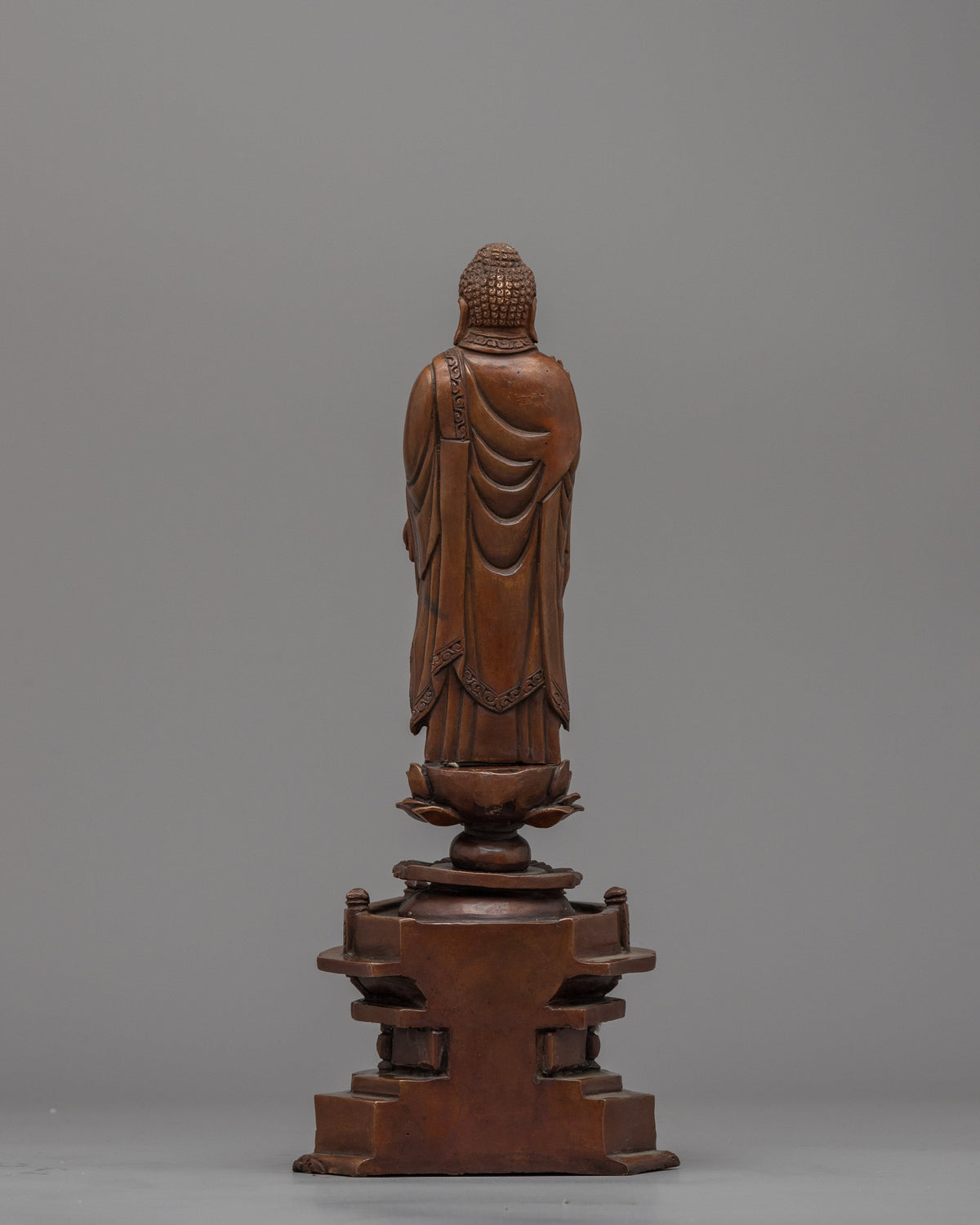 Standing Buddha Statue | Buddhist Oxidized Copper Statue
