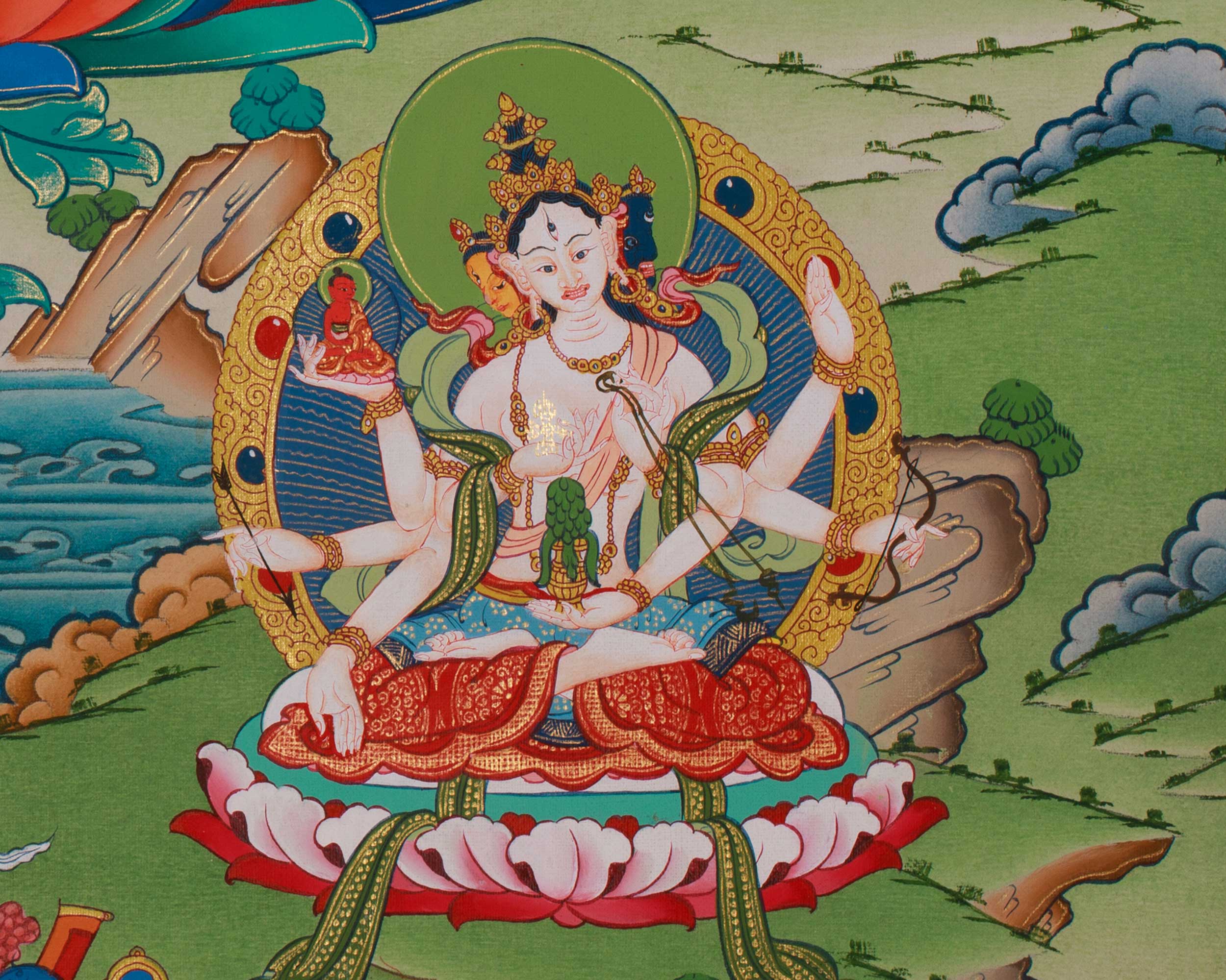 White Tara Meditation Art | Female Buddha In Tibetan Buddhism | Seven Eyes Goddess