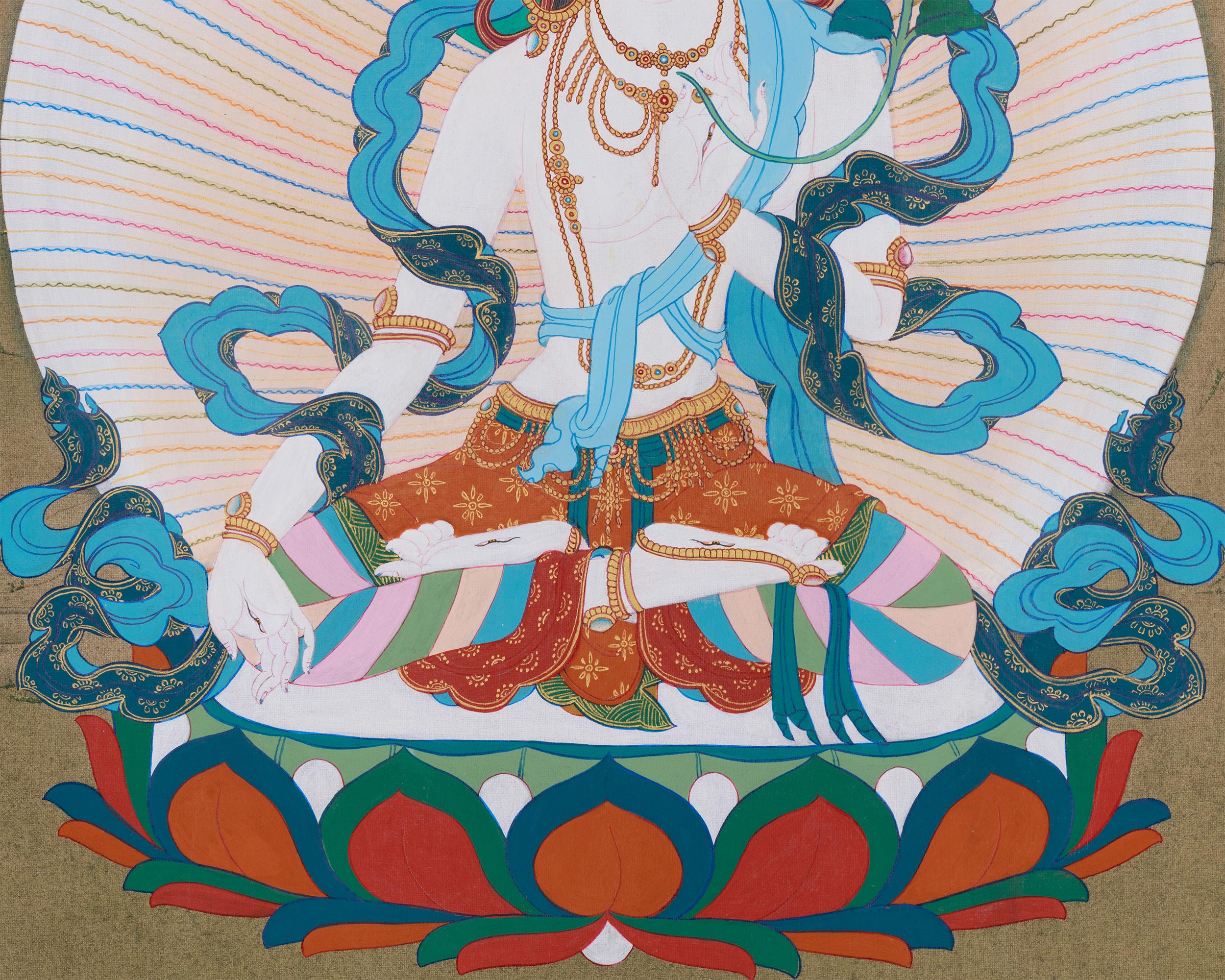 Female Bodhisattva White Tara Painting | The Goddess of Healing and Longevity