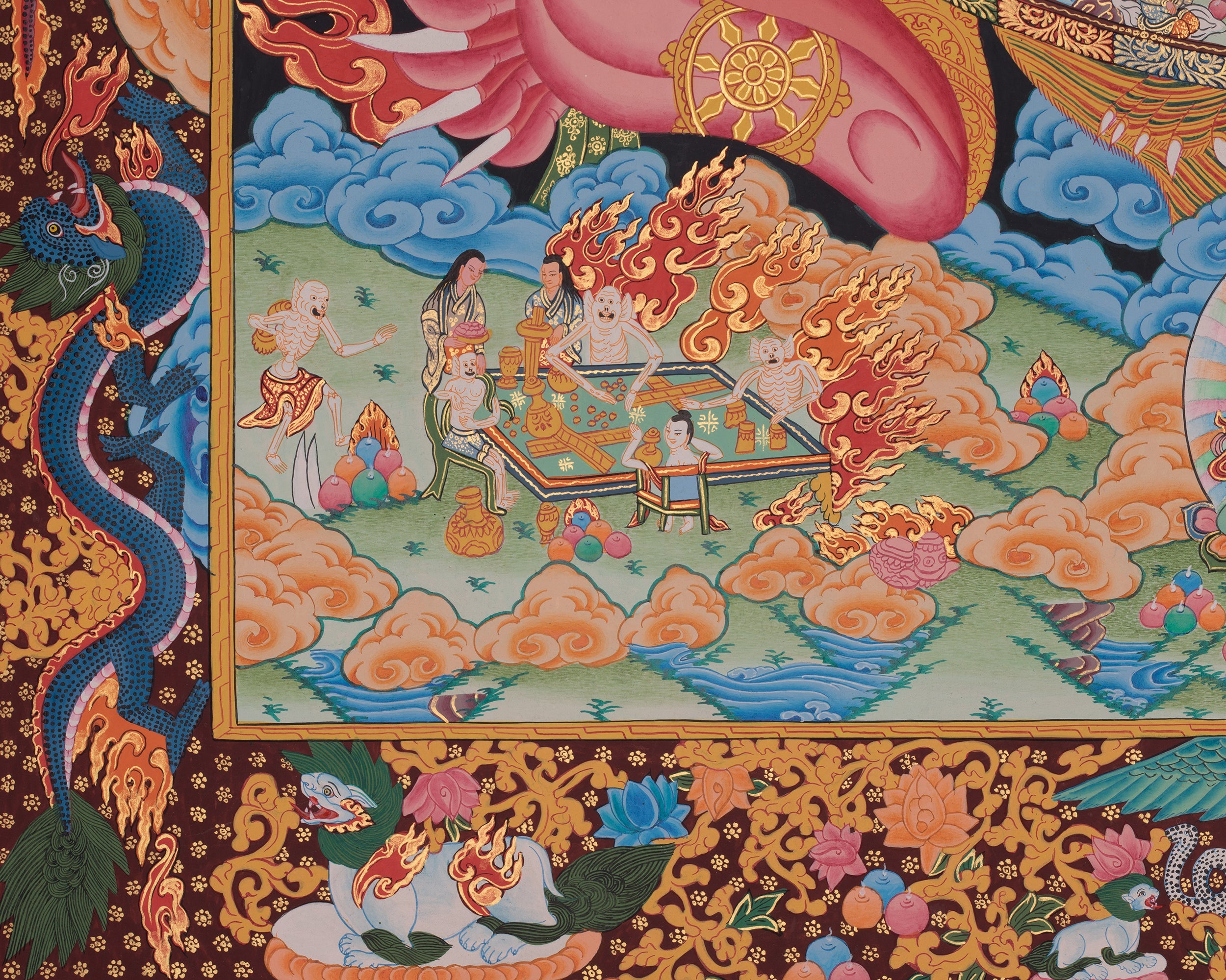 Wheel of Life Art | Bhavachakra Thangka | Buddhist Realms Painting