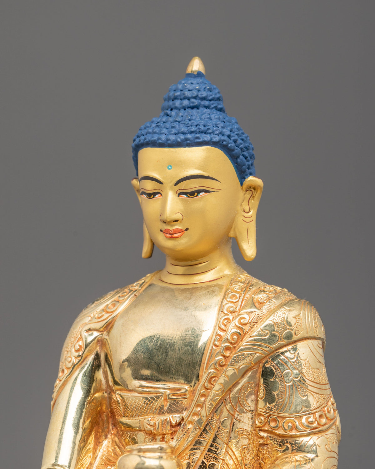 Bodhgaya Shakyamuni Buddha Statue | Gold Plated Buddhist Sculpture
