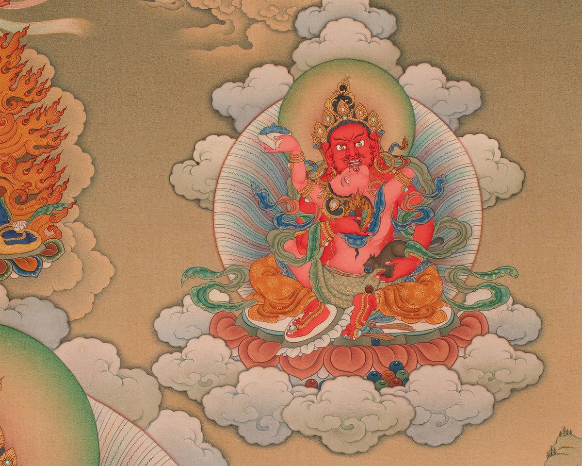 5 Dzambhala | The Buddha of Wealth Thangka Print | High Quality Giclee