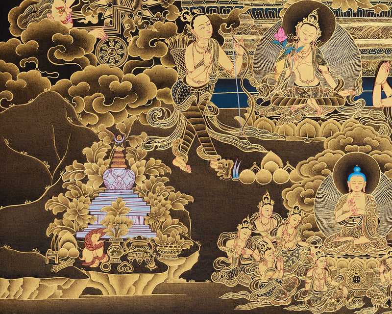 Shakyamuni Buddha and Mara Demon Thangka | A Tale of Enlightenment