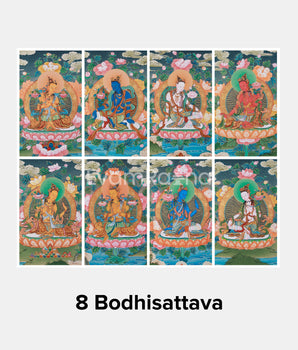 The Eight Bodhisattva Thangka | A Majestic Ensemble of Buddhist Deities