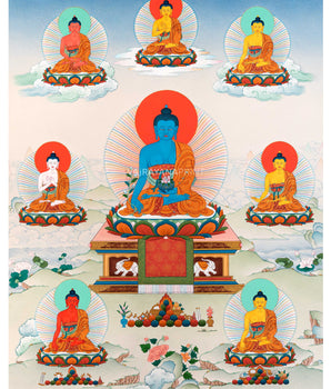 Consecration of 8 Medicine Buddha Thangka Print