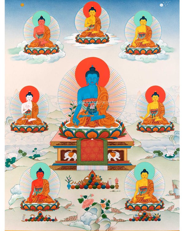Consecration of 8 Medicine Buddha Thangka Print