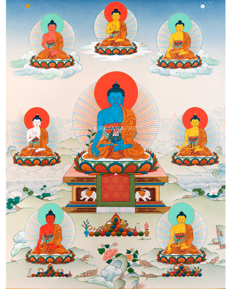 Consecration of 8 Medicine Buddha Thangka Print