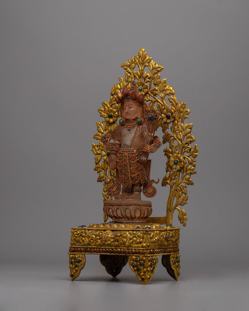 Crystal Standing Lokeshvara Statue | Buddhist Bodhisattva for Home Decor and Rituals