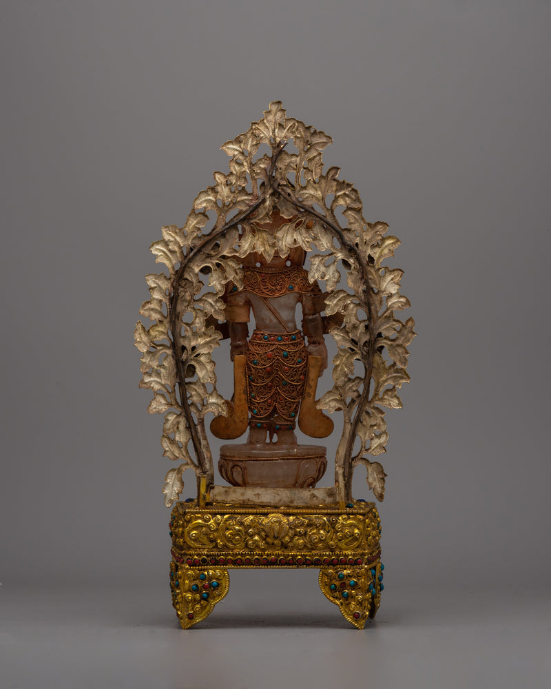 Crystal Standing Lokeshvara Statue | Buddhist Bodhisattva for Home Decor and Rituals