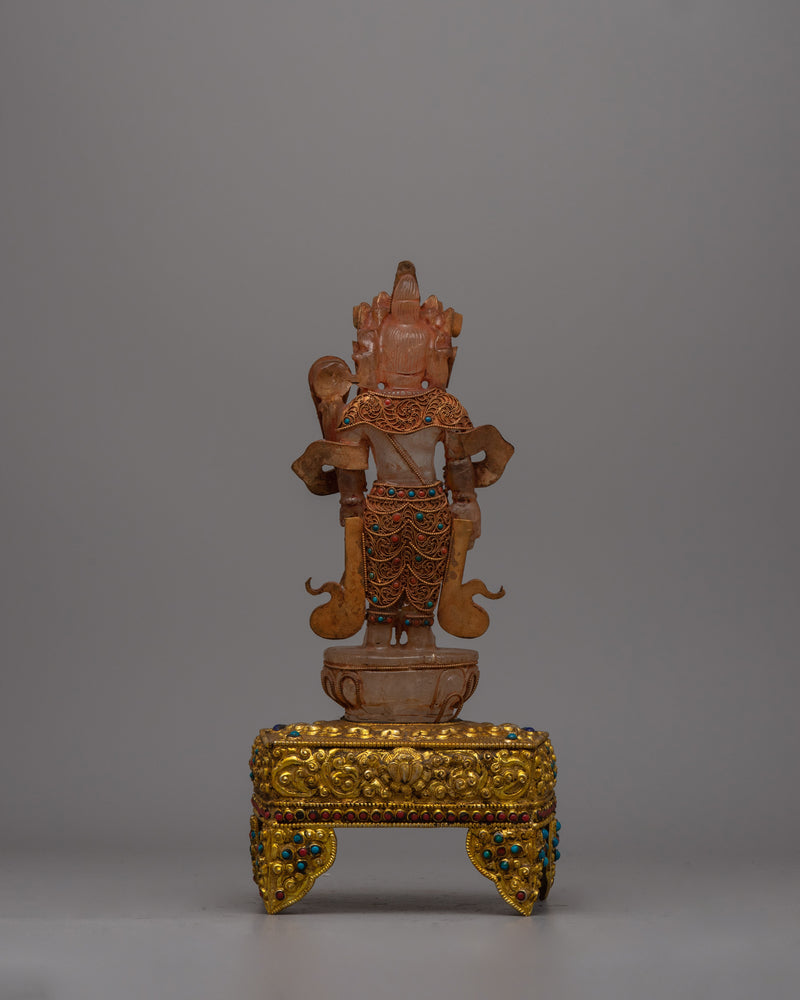 Crystal Standing Lokeshvara Statue | Buddhist Bodhisattva for Home Decor and Rituals