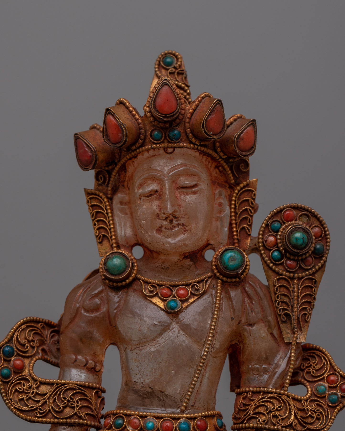 Crystal Standing Lokeshvara Statue | Buddhist Bodhisattva for Home Decor and Rituals